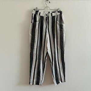 High rise linen blend striped pants